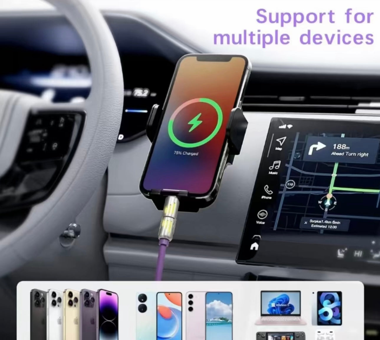 Electric Wave Set ⚡Blue • Orange • White ⚡3 PACK Brite Lights PLUG 4-in-1 Charging Cable | 6.6ft Multi USB Charger | 2-Type-C And 1-Lightning, 1-USBA Detachable connector | Free Shipping (Copy)