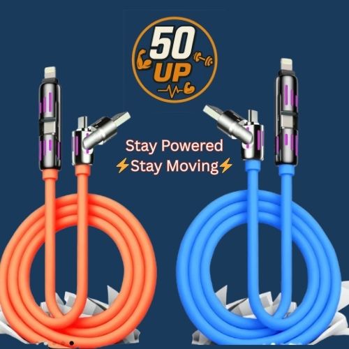 💪50UP💪 4-in-1 Charging Cable | 6.6ft Multi USB Fast Charger Stay Powered. Stay Moving. ⚡
