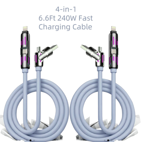 Brite Lights 4-in-1 Charging Cable | 6.6ft Multi USB Fast Charger | Type-C, Lightning, Micro | Free Shipping