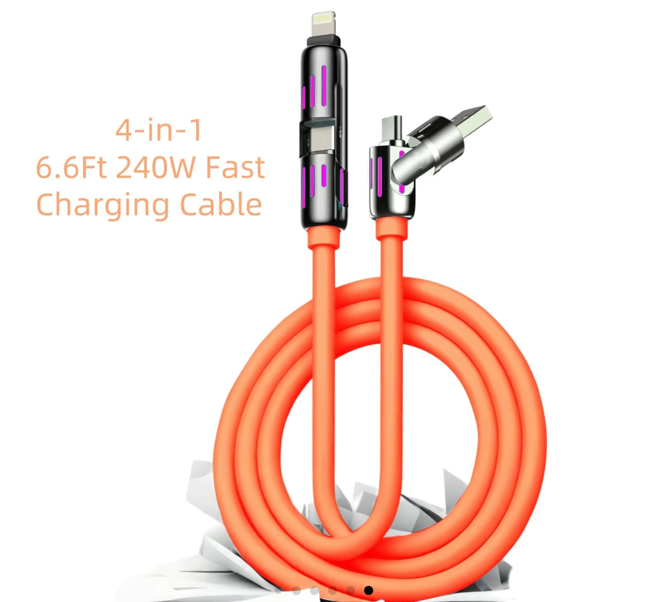 Brite Lights 4-in-1 Charging Cable | 6.6ft Multi USB Fast Charger | Type-C, Lightning, Micro | Free Shipping